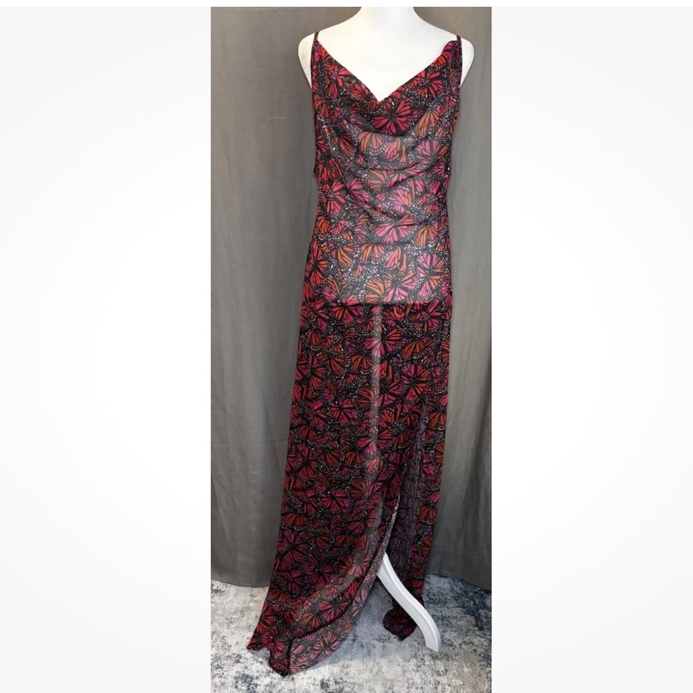 NWT Toluca Gisele Swim Cover Up Dress Red Pink Monarch Butterfly Print Small